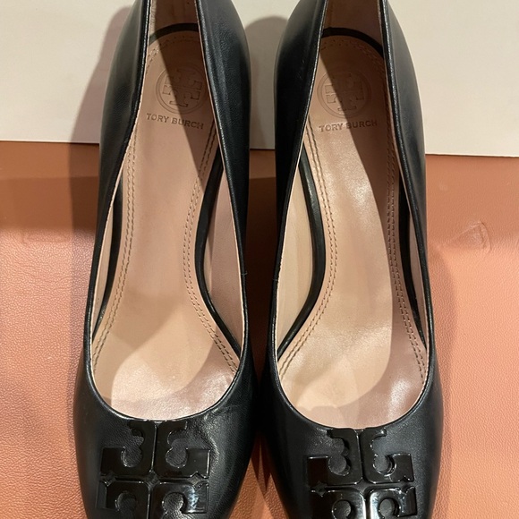 Tory Burch Black Leather Heels - Picture 1 of 11